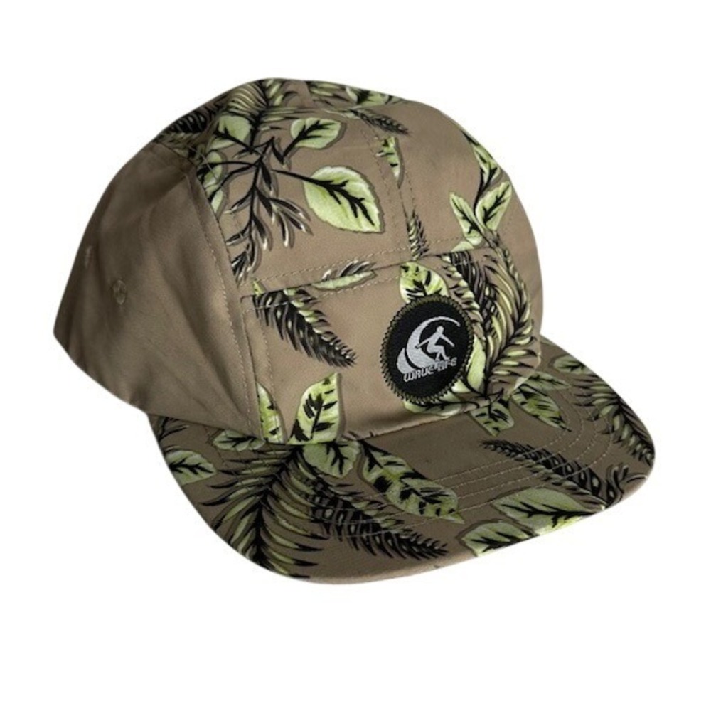 Wave Life Tropical Leaf Tan Mens OSFM 5 Panel Hat Surf Skate Snapback Cap